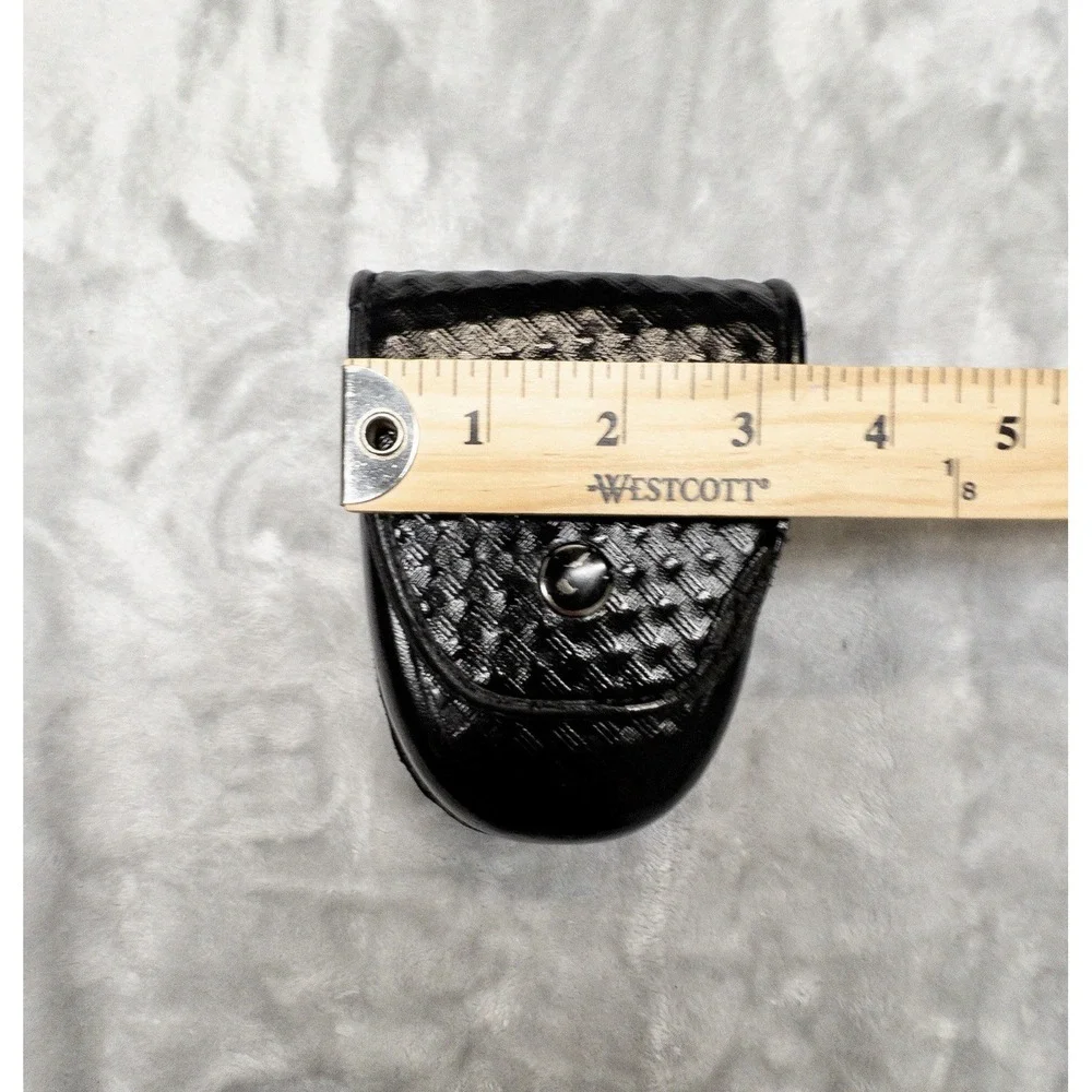 ASP Black Leather Basketweave Cuff Holder Holster Utility Belt Tactical *read*